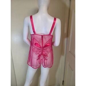 Y2K RARE Victorias Secret Sexy Little Things Pink Butterfly Babydoll Lingerie  L